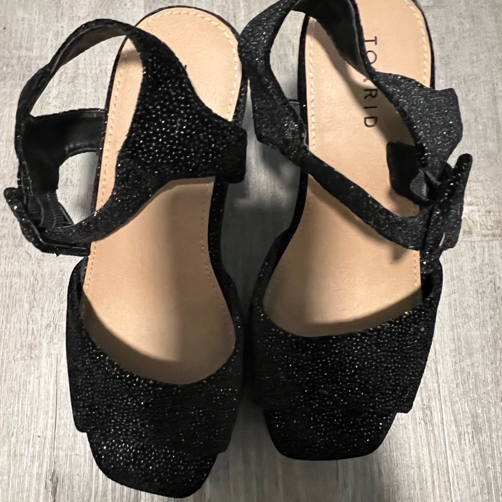 Torrid Black Heels with Sparkly Upper and Slingback Design